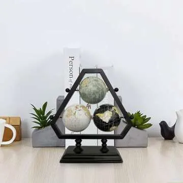 Rely+ Earth Globe for Desk & Office Decor 3-inch 3 Ball - Classy Desktop World Rotating Globe with S...