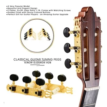 DJ204GK-A2B Tenor Classical Guitar Tuners - Gold Plated with Ebony Buttons