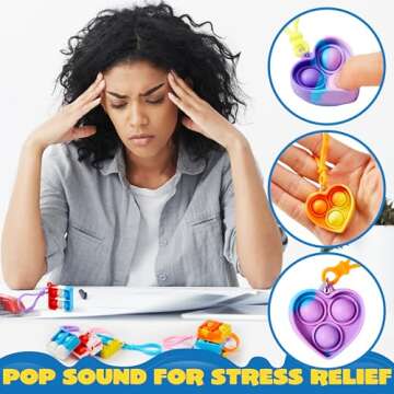 JOYIN Heart Pop Fidget Keychain 30 Pack Pop Fidget Toys Bulk Party Favors for Kids 4-8,8-12 Years, Goodie Bag Stuffers Classroom Prizes Birthday Sensory Toys Gifts