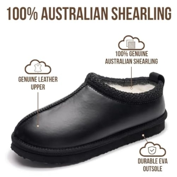 Project Cloud 100% Genuine Leather Womens Slippers w/Genuine Australian Shearling Fur Lining Slipper...