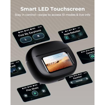 Wireless Earbuds with Touchscreen Charging Case, ANC, Bluetooth 6.0, 40H Playtime
