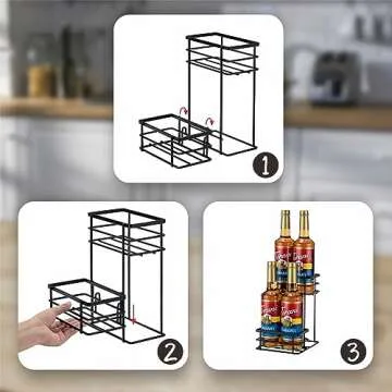 Elegant Coffee Syrup Organizer Rack - 4 Bottle Capacity