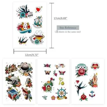51 tattoo sets,American retro tattoos, retro and innovative designs, beautiful small tattoos, temporary tattoos for adults and kids