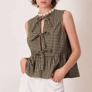 Women Tie Front Peplum Tank Tops - Chic Y2K Style