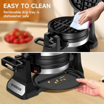 Double Belgian Waffle Maker 180°Flip with Nonstick Plates