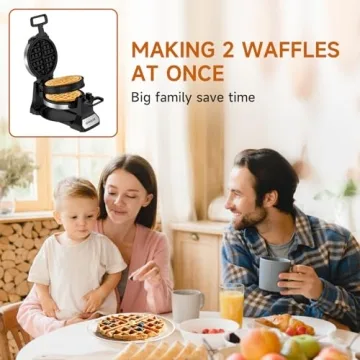 Double Belgian Waffle Maker 180°Flip with Nonstick Plates