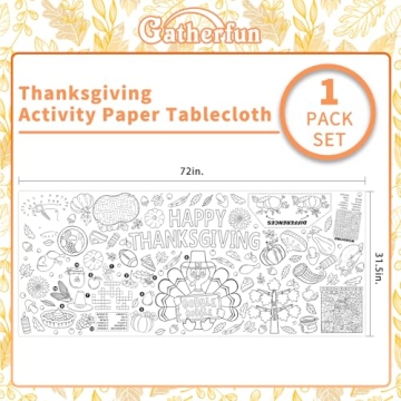 Family Fun Thanksgiving Activity Poster - 31.5 x 72 Inches, Turkey-Themed Thanksgiving Day Party, Versatile Paper Coloring Banner/Table Cover for Fall School Parties and Special Events Decoration
