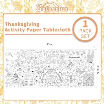 Family Fun Thanksgiving Activity Poster - 31.5 x 72 Inches, Turkey-Themed Thanksgiving Day Party, Versatile Paper Coloring Banner/Table Cover for Fall School Parties and Special Events Decoration