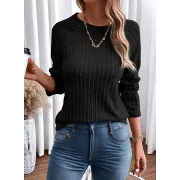 Dokotoo Womens Tops Trendy Fall 2024 Outfits Long Sleeve Shirts Women Dressy Casual Business Cute Blouses Plus Size Tunic Loose Fit Tshirts Teacher Outfits Fashion Work Comfort Tees Sweaters Black