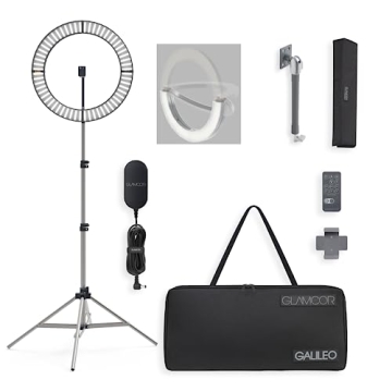 GLAMCOR Galileo Pro Kit: Foldable Ring Light with Stand - Portable Ring Light for Phone Content Crea...