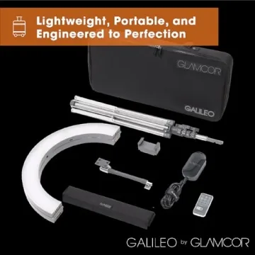 GLAMCOR Galileo Pro Kit: Foldable Ring Light with Stand - Portable Ring Light for Phone Content Creator Kit with Bluetooth Selfie Function | Adjustable Temperature, USB Fast-Charging, Remote Control
