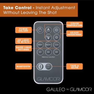 GLAMCOR Galileo Pro Kit: Foldable Ring Light with Stand - Portable Ring Light for Phone Content Creator Kit with Bluetooth Selfie Function | Adjustable Temperature, USB Fast-Charging, Remote Control