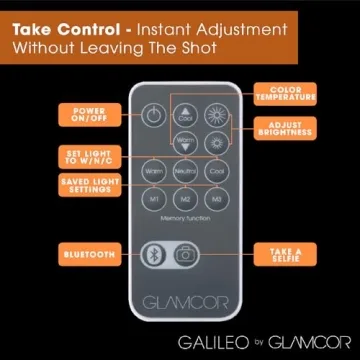 GLAMCOR Galileo Pro Kit: Foldable Ring Light with Stand - Portable Ring Light for Phone Content Creator Kit with Bluetooth Selfie Function | Adjustable Temperature, USB Fast-Charging, Remote Control