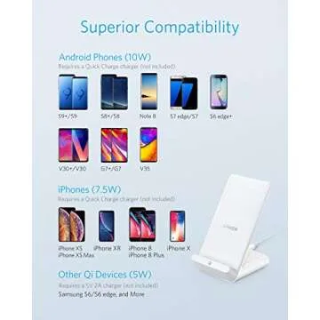 Anker Wireless Charger, PowerWave 7.5 Stand with Internal Cooling Fan, 7.5W for iPhone 11, 11 Pro, 11 Pro Max, Xs Max, XR, XS, X, 8, 8 Plus, 10W for Galaxy S10 S9, Note 10 (with Quick Charge Adapter)