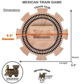 RNK Gaming Mexican Train Dominoes Set Double 12 Color Dots with Wooden Hub 8 Metal Trains and Aluminum Case