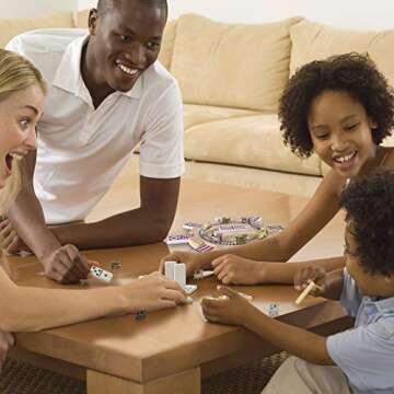 RNK Gaming Mexican Train Dominoes Set Double 12 Color Dots with Wooden Hub 8 Metal Trains and Aluminum Case