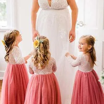 Dusty Rose Toddler Flower Girl Straight Tulle Dress