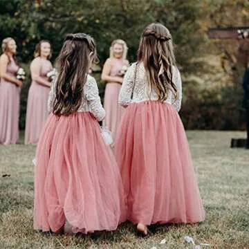 Dusty Rose Toddler Flower Girl Straight Tulle Dress