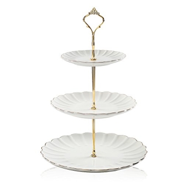 Sweejar 3-Tier Ceramic Cake Stand for Weddings and Tea Parties
