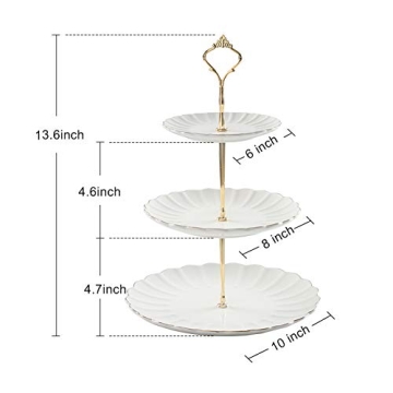 Sweejar 3 Tier Ceramic Cake Stand for Elegant Events