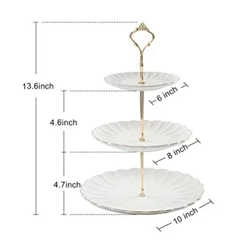 Sweejar 3 Tier Ceramic Cake Stand for Elegant Events