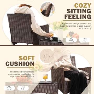 Homall 4 Pieces Outdoor Patio Furniture Sets Rattan Chair Wicker Set, Outdoor Indoor Use Backyard Po...