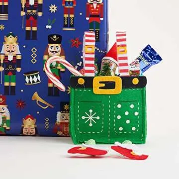 Elf Pants Christmas Treat Bags, Set of 6 Gift Bags for Children Holiday Parties Teachers Decorations
