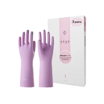 LANON Wahoo Skin-Friendly Cleaning Gloves - 3 Pairs of Reusable, Non-Slip Kitchen Gloves