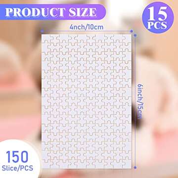 15 Sets Blank Sublimation Puzzle Jigsaw 150 Pieces 4 x 6 Inch Heat Press Transfer Crafts Puzzle DIY ...