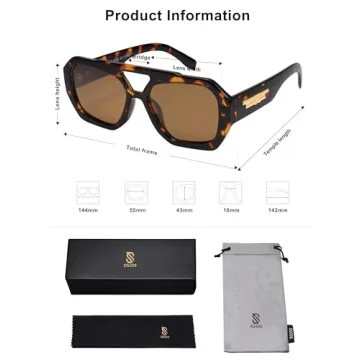 Stylish SOJOS Polarized Hexagonal Aviator Sunglasses