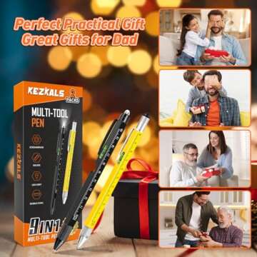 KEZKALS Gifts for Men, 9 in 1 Multitool Pen Set, Fathers Day Dad Gifts from Daughter, Wife, Son, Men...