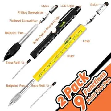 KEZKALS Gifts for Men, 9 in 1 Multitool Pen Set, Fathers Day Dad Gifts from Daughter, Wife, Son, Mens Gift for Him Dad Husband, Birthday Gift for Men Who Have Everything, Cool Gadgets for Mens