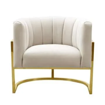 Stylish TOV Magnolia Collection Accent Chair in Cream & Gold