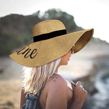 Foldable Beach Hats for Women, Embroidered Floppy Hats for Women Beach, Vocation, Cruise, Honeymoon,...