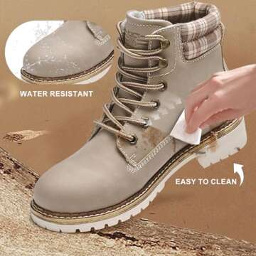 Kkyc Womens Boots Waterproof Hiking Boots Anti-Slip Ankle Boots Lace-up Casual Boots 8 M (Desert Taupe)