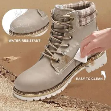 Kkyc Womens Boots Waterproof Hiking Boots Anti-Slip Ankle Boots Lace-up Casual Boots 8 M (Desert Taupe)