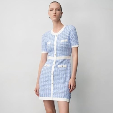 URBAN REVIVO Women's Trendy Tweed Sweater Dress - X-Small