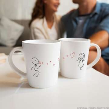 BoldLoft Couples Mugs Set - Perfect Gifts for Love