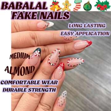 Beautiful BABALAL French Tip Press on Nails for Holidays