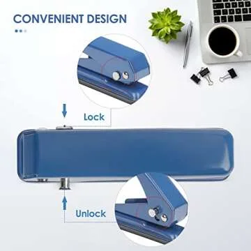 MROCO Single Hole Punch, 1/4" Hole Puncher, 20 Sheet Punch Capacity, Handheld with Non-Skid Base for Paper Chipboard Craft Paper and Art Project, Blue