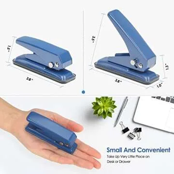 MROCO Single Hole Punch, 1/4" Hole Puncher, 20 Sheet Punch Capacity, Handheld with Non-Skid Base for Paper Chipboard Craft Paper and Art Project, Blue