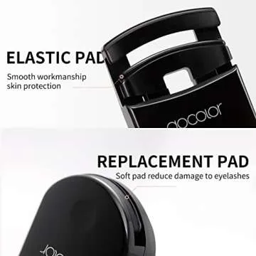 Docolor Eyelash Curler Portable Lash Curler with 1 Silicone Refill Pads Mini Eye Lashes Curlers Professional Travel Makeup Tools for All Eye Shapes