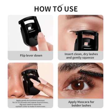 Docolor Eyelash Curler Portable Lash Curler with 1 Silicone Refill Pads Mini Eye Lashes Curlers Professional Travel Makeup Tools for All Eye Shapes