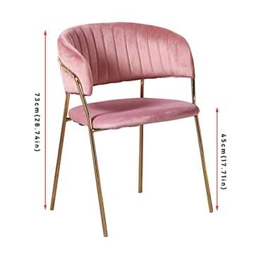 SJIALEN Velvet Dining Chair,for Living Room Bedroom Balcony Lounge Chair Modern Simplicity Golden Legs Reception Chair 1 Pcs Kitchen Chair (Color : Blue)