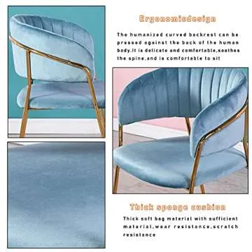 SJIALEN Velvet Dining Chair,for Living Room Bedroom Balcony Lounge Chair Modern Simplicity Golden Legs Reception Chair 1 Pcs Kitchen Chair (Color : Blue)