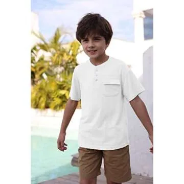 Kindenergy Boys Summer Henley Shirt with Pocket