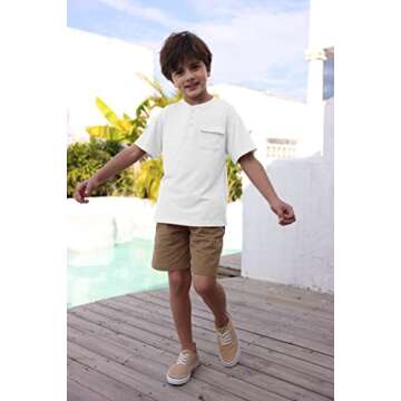 Kindenergy Boys Summer Henley Shirt with Pocket