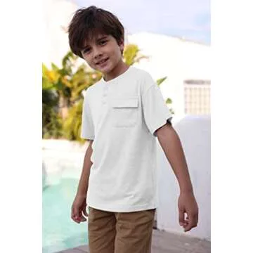Kindenergy Boys Summer Henley Shirt with Pocket
