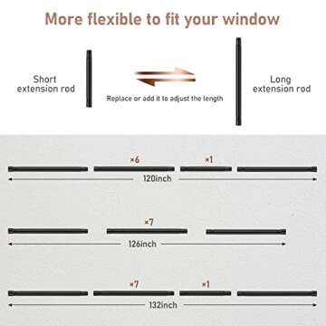 Black Curtain Rods for Windows 66 to 132”- 1 Inch Heavy Duty Blackout Curtain Rod Set,Adjustable Farmhouse Drapery Rods with Brackets for Home & Outdoor