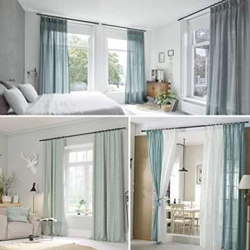 Black Curtain Rods for Windows 66 to 132”- 1 Inch Heavy Duty Blackout Curtain Rod Set,Adjustable Farmhouse Drapery Rods with Brackets for Home & Outdoor